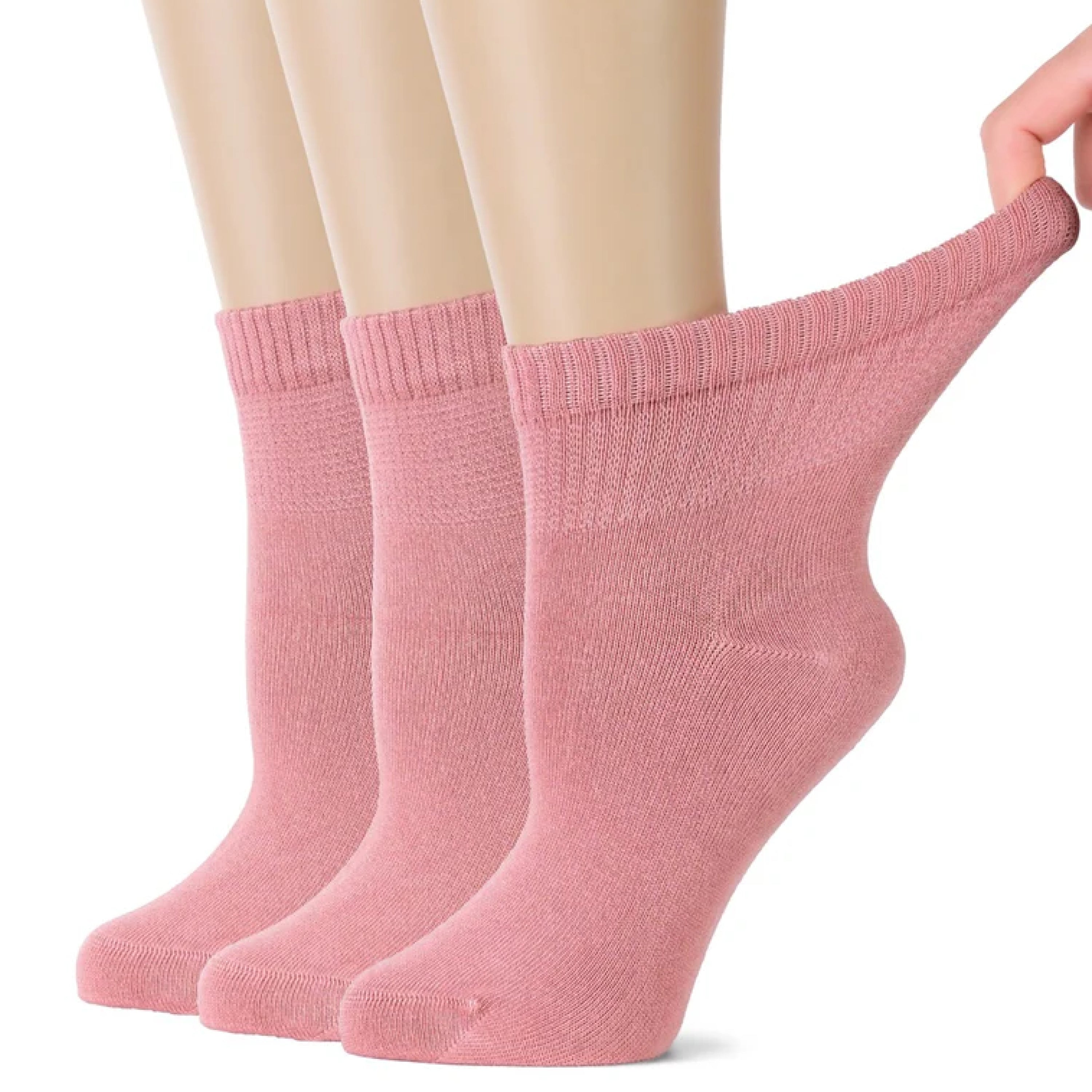 Women's Comfortable Diabetic Bamboo Ankle Socks for Swollen Legs, 3 Pairs